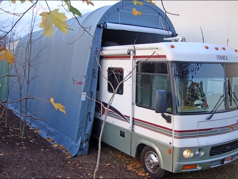 NEW! Round style 14' wide x 36' long x 15' high RV or trailer shelter!