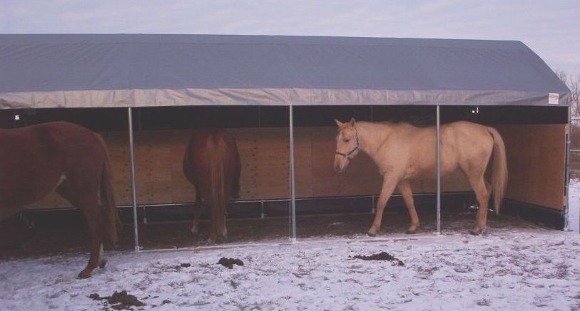 NEW! Convertible HEAVY DUTY 10'8 W x 9'9 H Horse Run-In Shelter - setup as a shedrow or conventional!<font color="red">**FREE SHIPPING SPECIAL ON NOW!!**</font>