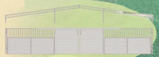 2-Stall 36\' wide COMPLETE Champion Breezeway Steel/Wood Modular Barn - 12x12 Stalls