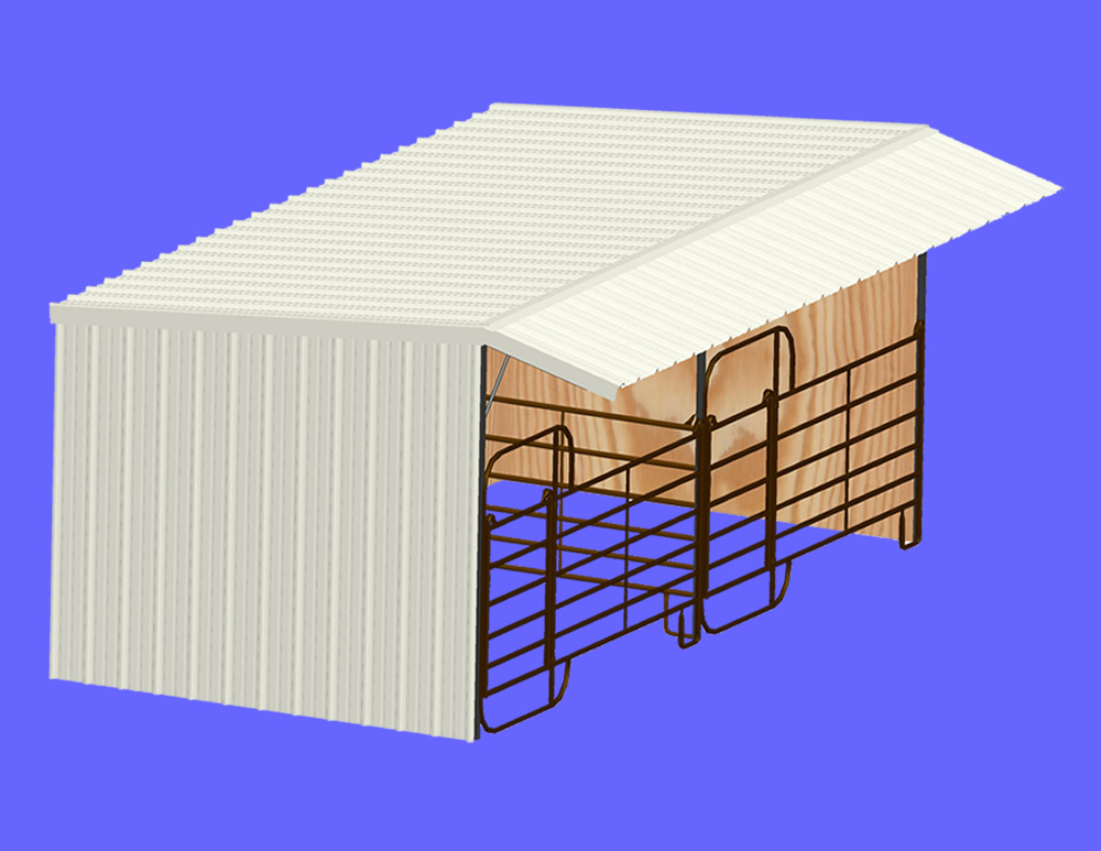 NEW! All-steel Premier All-Weather run-in shelter/mini-barn/covered stall, with or without fronts. Choose from 14 colors!