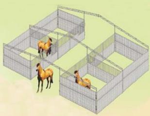 2-Stall 36\' wide COMPLETE Champion Breezeway Steel/Wood Modular Barn - 12x12 Stalls