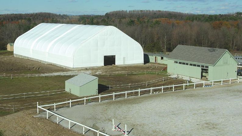 60' Wide PRESTIGE straight wall/peaked style Indoor Riding Arena! CHOOSE your length!
