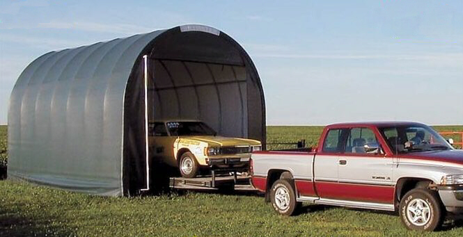 14' wide x 14' extra high ULTRA Round Style Trailer/SUV/Boat Garage with SKYLIGHT! CHOOSE from 3 Sizes!