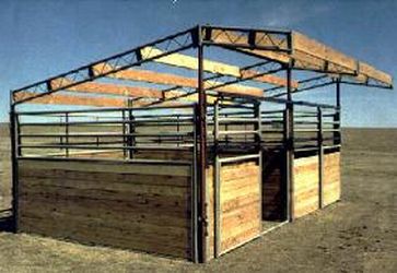 Modular Shedrow Run-In Shelter/Covered Stall/Mini-Barn - 10x10 Stall with or without front, solid or grilled sides