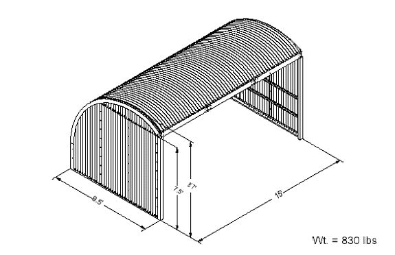 NEW!! Heavy-duty ALL-STEEL \"Twister\" run- in shelter, available in 5 sizes.